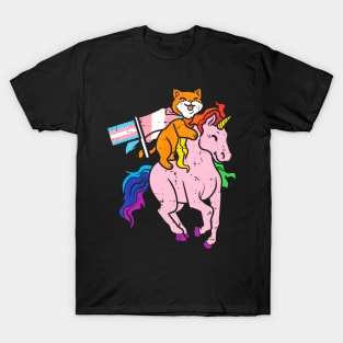 Transgender Flag Cat Unicorn Trans Pride  Lgbt T-Shirt